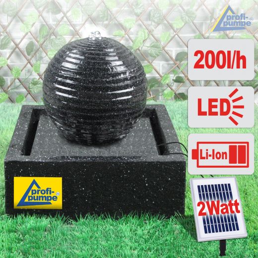 Solar Gartenbrunnen MODERN-2 mit LED-Licht und Li-Ion-Akku