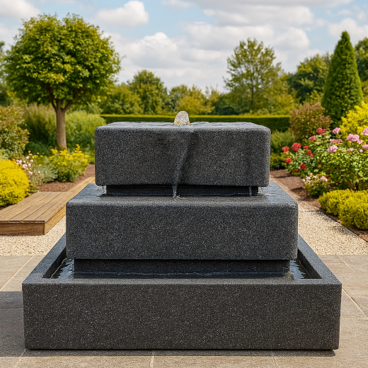 230V - Gartenbrunnen & Wasserspiel BASALT-KASKADE