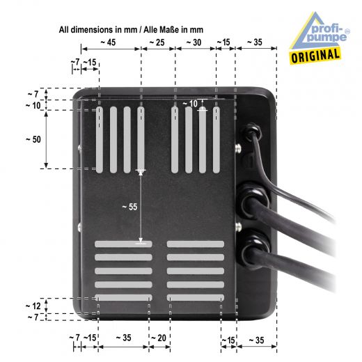 IPC INVERTER-Pumpensteuerung 7 - 0,75KW 1*230V/3*230V, verkabelt - Vermaßung für Anbringung 