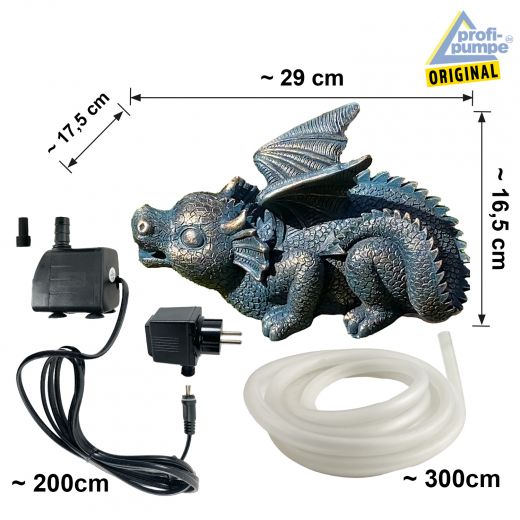 ZAUBER-DRACHE 230V - Garten- und Teichbrunnen   - Abmessungen