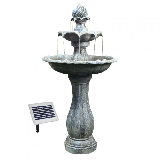 Solar - Gartenbrunnen „Klassik-Garten-3-1“ mit LiIon-Akku & LED Licht