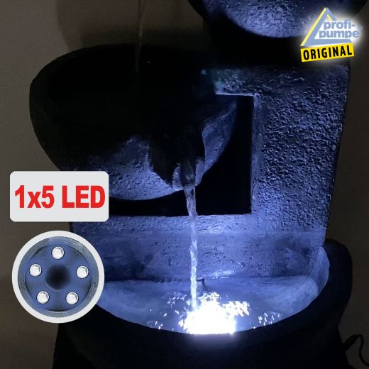 Solar Gartenbrunnen Granitschalen-Kaskade-3 LEDs