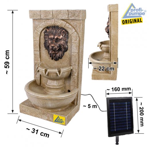 Solar Gartenbrunnen Löwenherz