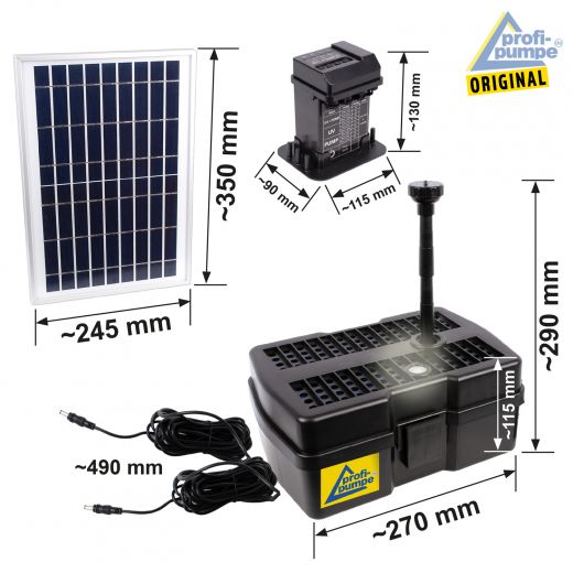 Teichpumpen-Set UV-Filter Solar Aqua-Vital 9-UV-C Abmessungen