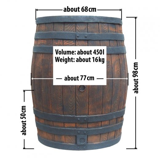 Set rain barrel, oak barrel 450l, rustic oak barrel. Rain barrel, garden bar, as order box for toys or garden utensils