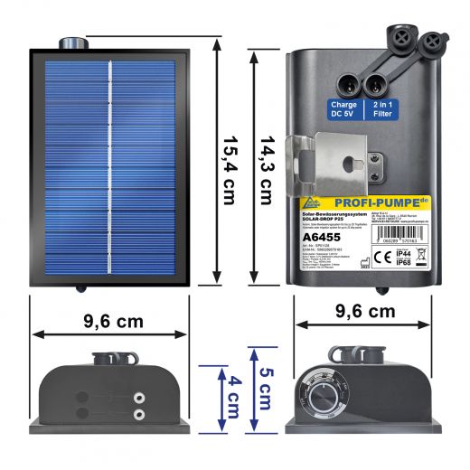 SOLAR-DROP 25 Solarpanel Abmessungen