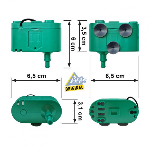 SOLAR-DROP 25 Abmessungen Filter & Wasserstandsschalter 2 in 1