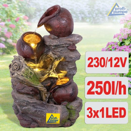 230V - Gartenbrunnen STEINKRUG mit LED-Licht 