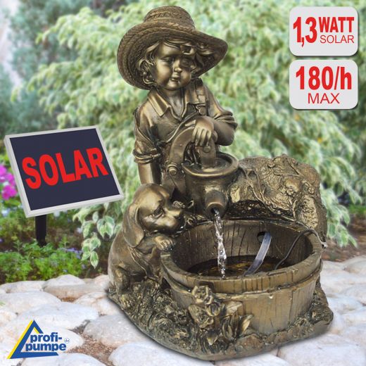 Solar - Brunnen KNABE mit HUND am BRUNNEN