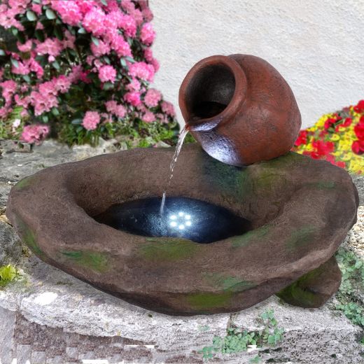 230V - Gartenbrunnen WEIN-AMPHORE mit LED-Licht