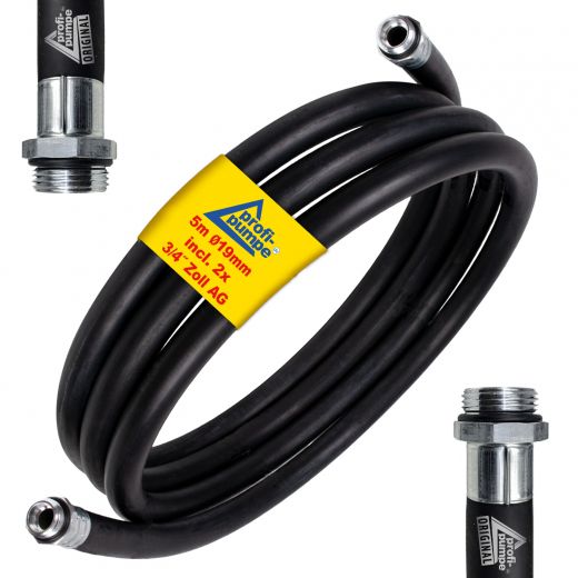 Diesel Gummi-Schlauch-Set 1.2 Innendurchmesser 19mm mit ¾"-AG-Schlauchtüllen, schwarz, 5m