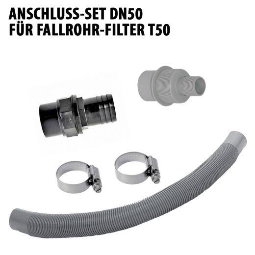 Anschluss-Set DN50 für Fallrohrfilter T50 grau