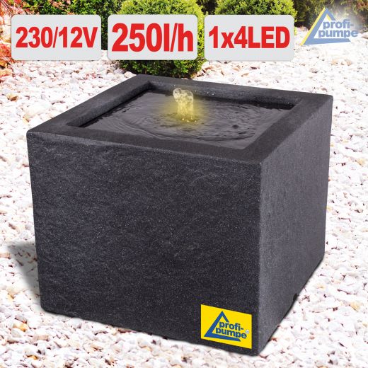 230V - Gartenbrunnen BASALT-MODERNA mit LED-Licht