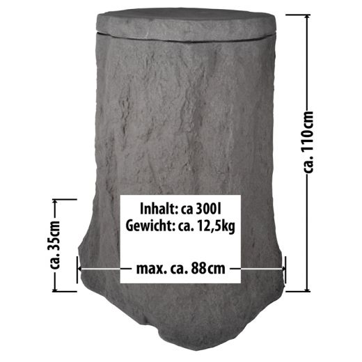 Regentonne BAUM (300L) Außenmaße