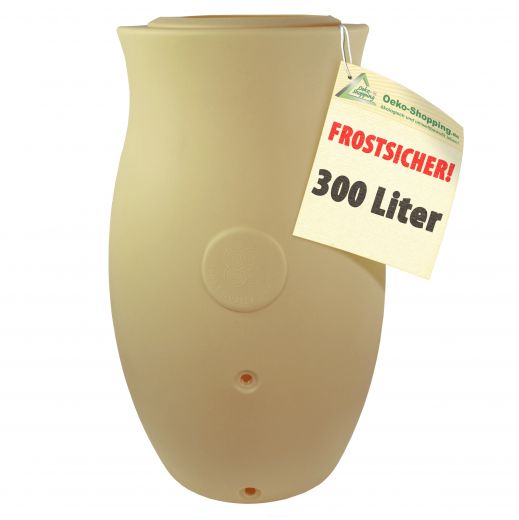 Regentonne in in klassischer Amphorenoptik, Inhalt 300 Liter, Farbe beige. REGENTONNE REGEN FASS WASSER TONNE REGENWASSER TONNE SPEICHER GARTEN