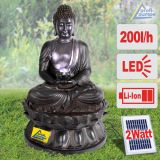 Solar Gartenbrunnen BUDDHA-ETERNITY mit LED-Licht und Li-Ion-Akku