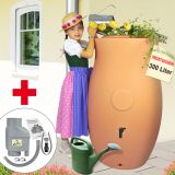 Regenfass mit Pflanzschale - Amphore Maja 300l terrakotta - zzgl. Fallrohrfilter T33 - Auswahl Regenfass mit Pflanzschale - Amphore Maja 300l terrakotta - zzgl. Fallrohrfilter T33 - Auswahl