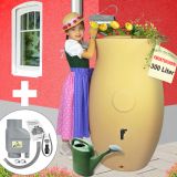 Regenfass mit Pflanzschale - Amphore Maja 300l beige-gelb - zzgl. Fallrohrfilter T33 - Auswahl Regenfass mit Pflanzschale - Amphore Maja 300l beige-gelb - zzgl. Fallrohrfilter T33 - Auswahl