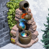 230V - Gartenbrunnen TONZIEGEL & KRÜGE mit 3 RGB LED-Licht-230V 