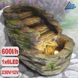 230V - Gartenbrunnen STEIN-KASKADE ALPEN mit LED-Licht 230V - Gartenbrunnen STEIN-KASKADE ALPEN mit LED-Licht