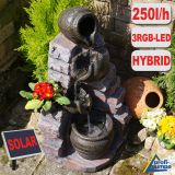 Gartenbrunnen TONZIEGEL & KRÜGE mit 4 RGB LED-Licht-230V - Hybrid-Solarbrunnen Gartenbrunnen TONZIEGEL & KRÜGE mit 4 RGB LED-Licht-230V - Hybrid-Solarbrunnen