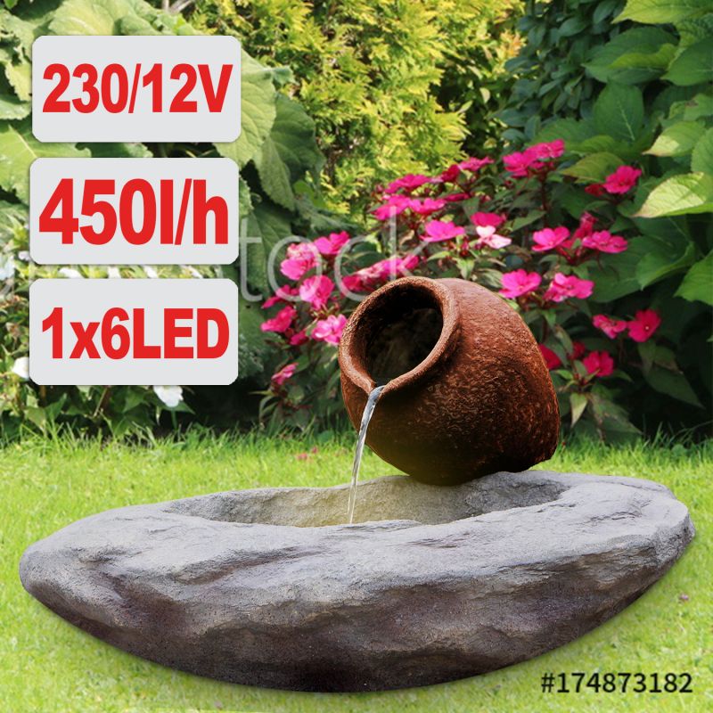 230V - Gartenbrunnen WEIN-AMPHORE mit LED-Licht