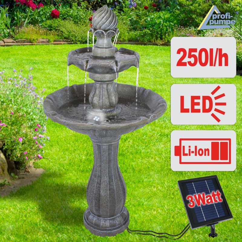 Solar - Brunnen KLASSIK-GARTEN-5 mit LiIon-Akku & LED-Licht 