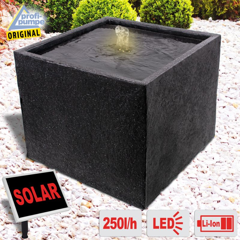 Solar - Gartenbrunnen & Wasserspiel BASALT-MODERNA-2 mit Li-Ion-Akku