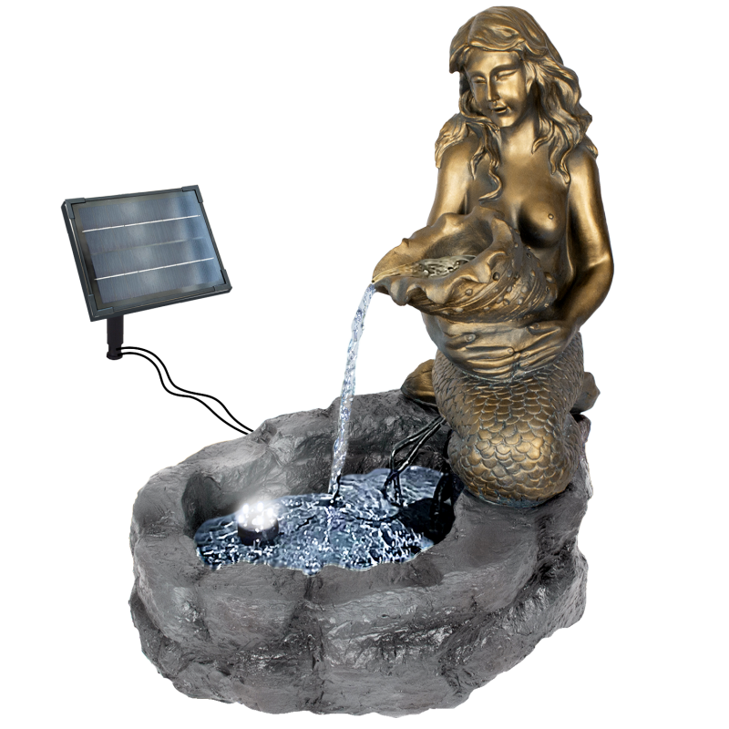 Solar - Teichbrunnen "MEERJUNGFRAU am TEICH-3" mit LiIon-Akku & LED Licht Solar - Teichbrunnen "MEERJUNGFRAU am TEICH-3" mit LiIon-Akku & LED Licht