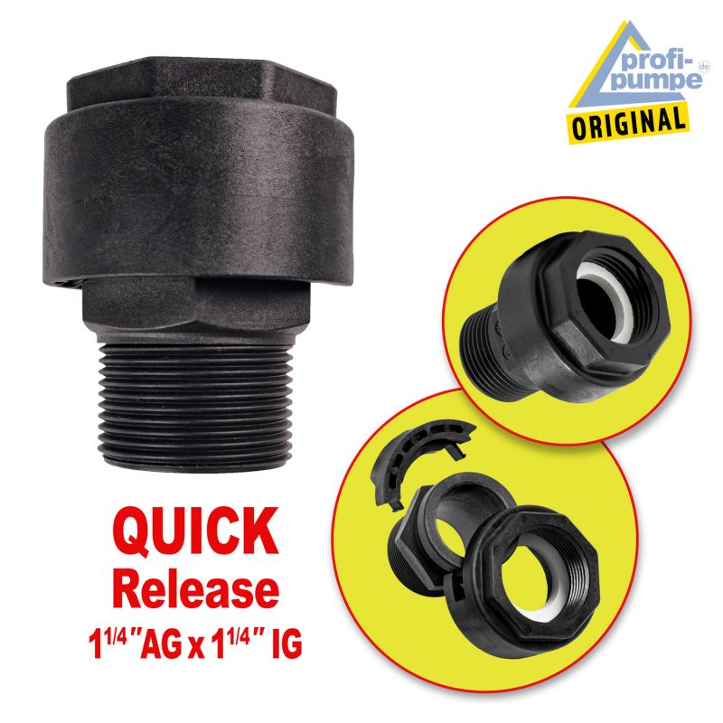 Kunststoff-Verschraubung QUICK RELEASE 1 1/4 AG x 1 1/4 IG