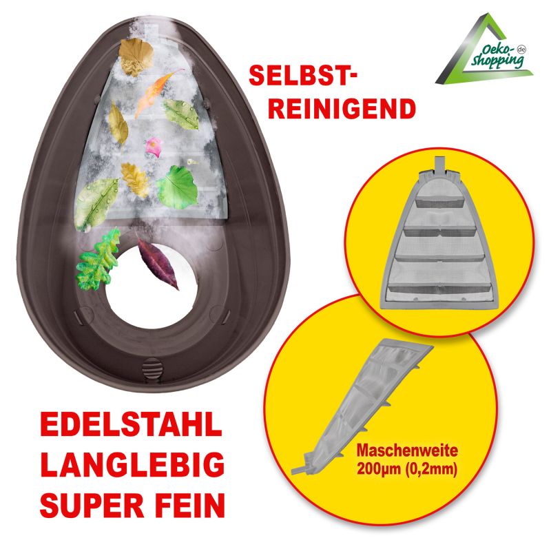 Fallrohrfilter T33 kupfer-braun, Regenfilter, REGENSAMMLER REGENWASSER SAMMLER FÜLLAUTOMAT FALLROHRFILTER REGEN, Laubabscheider
