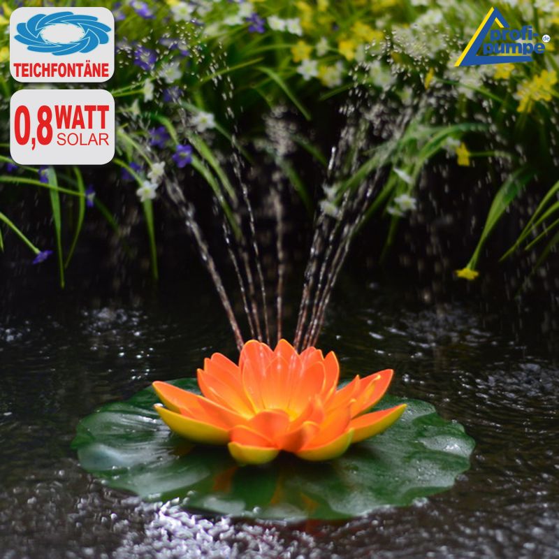 Solar-Teichpumpen-Set Lotus-Blume - Orange