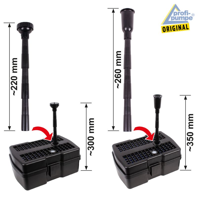 Fontänen Aufsätze für Set Solar Aqua-Vital 9 / 12-UV-C Abmessungen Fontänen Aufsätze für Set Solar Aqua-Vital 9 / 12-UV-C Abmessungen