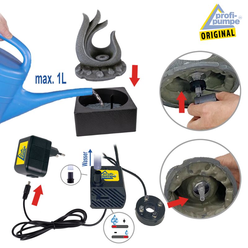 Zimmerbrunnen Phoenix-Flamme Montage Zimmerbrunnen Phoenix-Flamme Montage