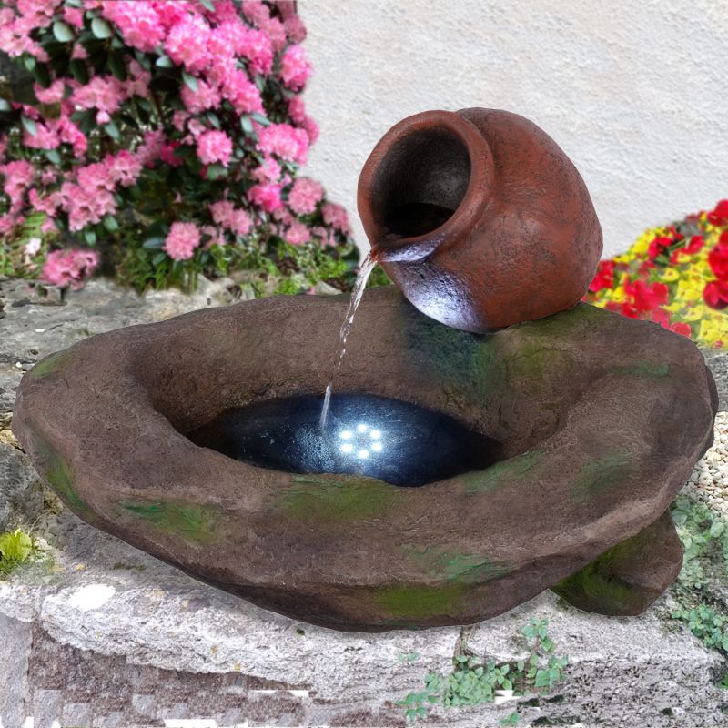 230V - Gartenbrunnen WEIN-AMPHORE mit LED-Licht