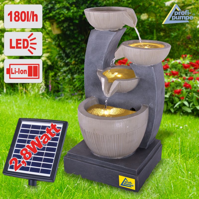 B-Ware Solar - Gartenbrunnen & Wasserspiel FENG-SHUI mit Li-Ion-Akku