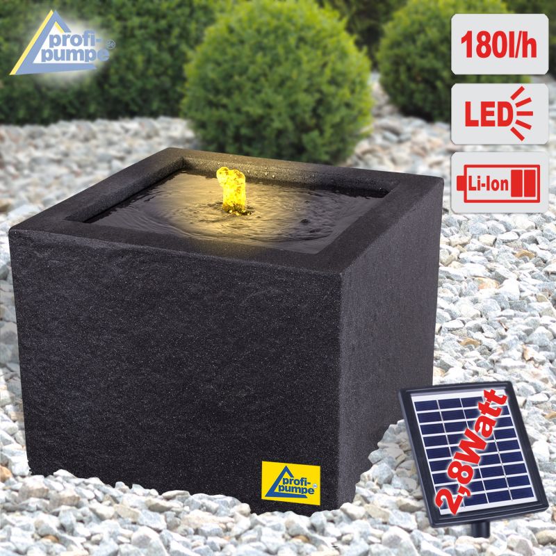 Solar - Gartenbrunnen & Wasserspiel BASALT-MODERNA mit Li-Ion-Akku