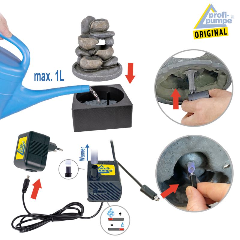 Zimmerbrunnen Felsen-Spiel Montage Zimmerbrunnen Felsen-Spiel Montage