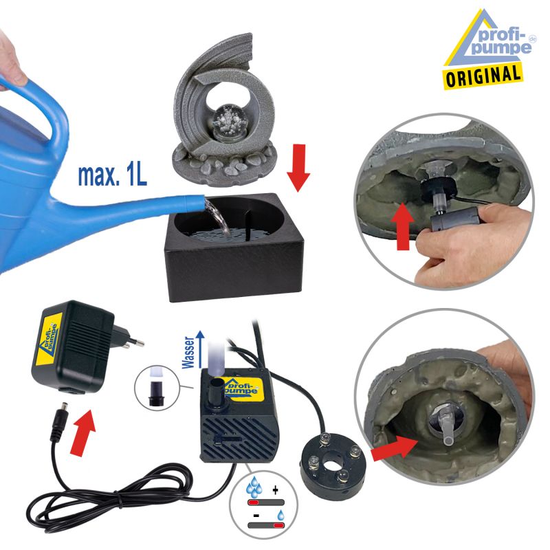 230V Zimmerbrunnen Magic-Ball Montage ZIMMERBRUNNEN WASSERBRUNNEN ZIERBRUNNEN WASSERFALL WASSERSPIEL LUFTBEFEUCHTER WOHNZIMMER