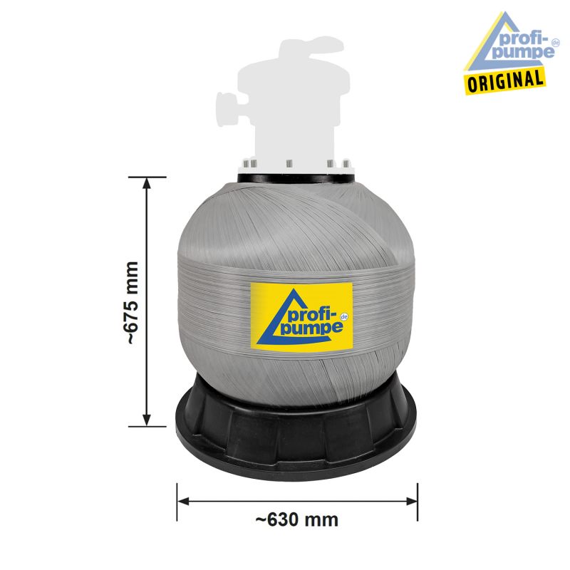 Gehäuse Pool-Clean-Filter-"Filter-Ball" PCF-FB 600 Abmessung Gehäuse Pool-Clean-Filter-"Filter-Ball" PCF-FB 600 Abmessung