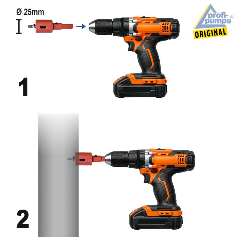 Regensammler-Set RAIN-FLEX - Anwendung des Bohrers Regensammler-Set RAIN-FLEX - Anwendung des Bohrers