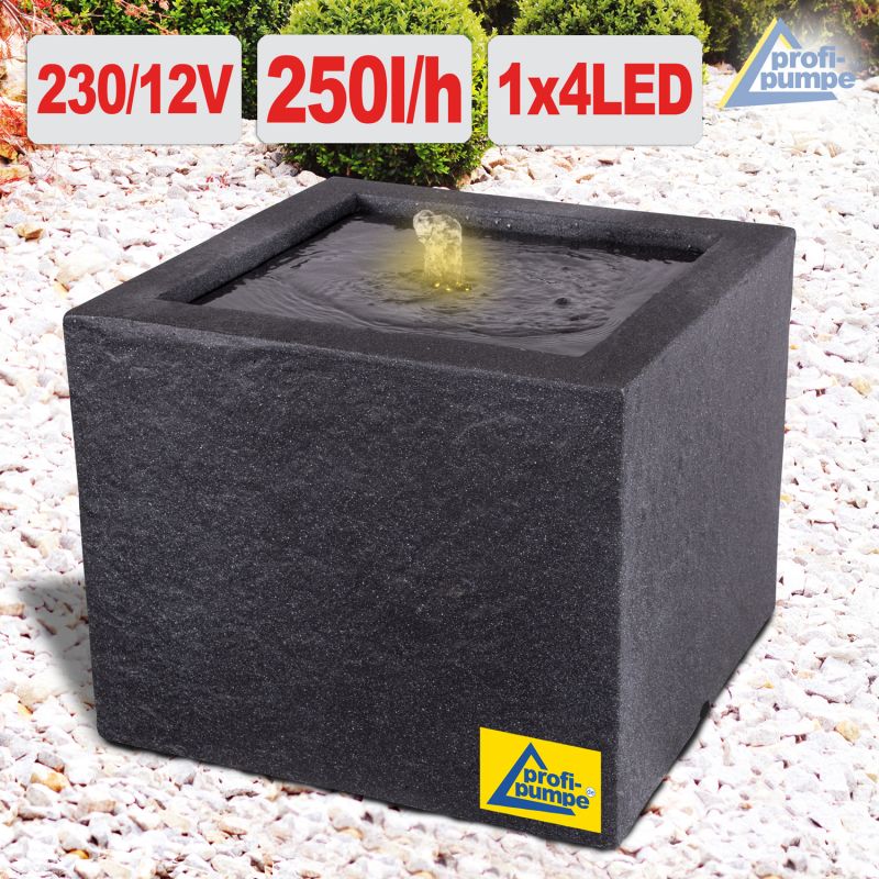 230V - Gartenbrunnen BASALT-MODERNA mit LED-Licht