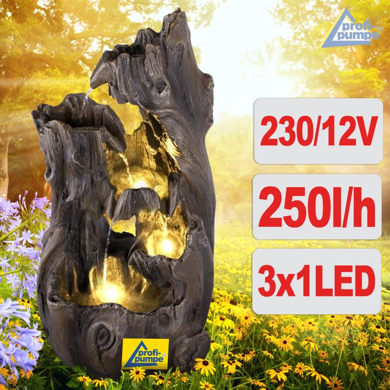 230V - Gartenbrunnen WALD-ZAUBER mit LED-Licht