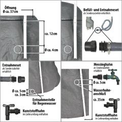 Regentonne Felsbrocken stein-grau - das ORIGINAL mit 300Liter! mit Auslaufhahn