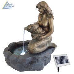 Solar - Teichbrunnen MEERJUNGFRAU am TEICH-3 mit LiIon-Akku & LED Licht