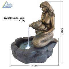 Solar - Teichbrunnen MEERJUNGFRAU am TEICH-3 mit LiIon-Akku & LED Licht