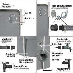 Regentonne Säule 450l granit-grau mit Auslaufhahn