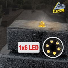 Solar Gartenbrunnen BASALT-KASKADE mit LED-Licht und Li-Ion-Akku