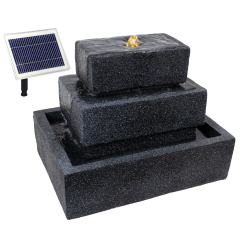 Solar Gartenbrunnen BASALT-KASKADE mit LED-Licht und Li-Ion-Akku