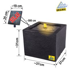 Solar - Gartenbrunnen & Wasserspiel BASALT-MODERNA-2 mit Li-Ion-Akku